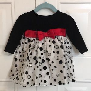 3-6 months Ashley Ann- Black velour, dress